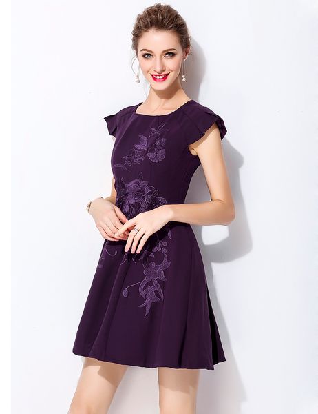 embroidery women a-line dress pleated short sleeve party dresses 0217242, White;black
embroidery women a-line dress pleated short sleeve party dresses 0217242, White;black