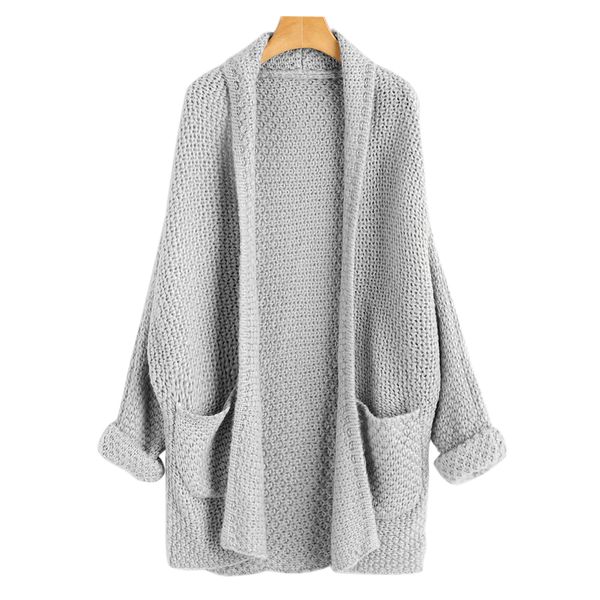 Autumn Black Fashion Women Long Cardigan Open Front Curled Sleeve Batwing Casual Cardigans Knitted Sweater Women Sweaters