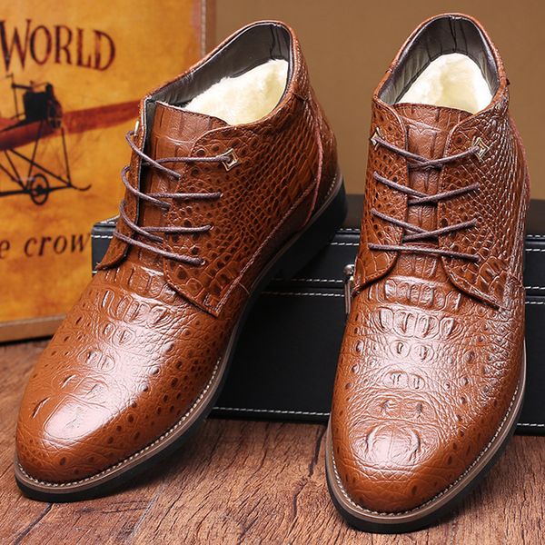 men's genuine leather shoes winter fretwork plush large size 5.5-12.5 ankle boots pointed toe solid male boots 2018, Black
men's genuine leather shoes winter fretwork plush large size 5.5-12.5 ankle boots pointed toe solid male boots 2018, Black