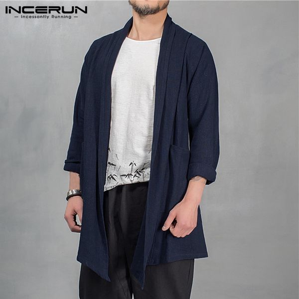incerun autumn men's cardigan long sleeve coat jackets outwear cardigan cloak irregular hem loose long trench pockets masculino, Tan;black
incerun autumn men's cardigan long sleeve coat jackets outwear cardigan cloak irregular hem loose long trench pockets masculino, Tan;black