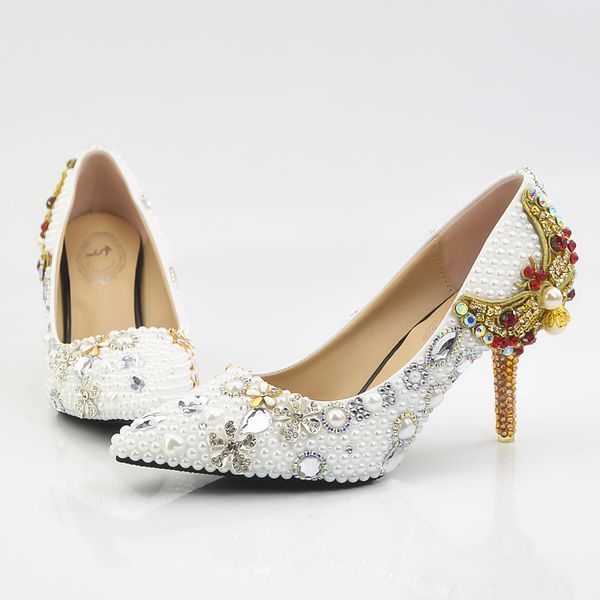 new beautiful white pearls women pumps pointed toe bowtie yellow crystal heels wedding shoes handmade lady heels plus size, Black
new beautiful white pearls women pumps pointed toe bowtie yellow crystal heels wedding shoes handmade lady heels plus size, Black