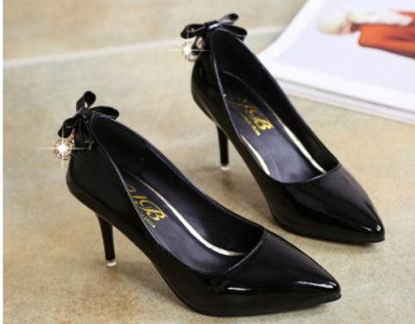 send 2018 spring and autumn new style pointed end bowknot fashion high heels shallow mouth women's shoes, Black
send 2018 spring and autumn new style pointed end bowknot fashion high heels shallow mouth women's shoes, Black