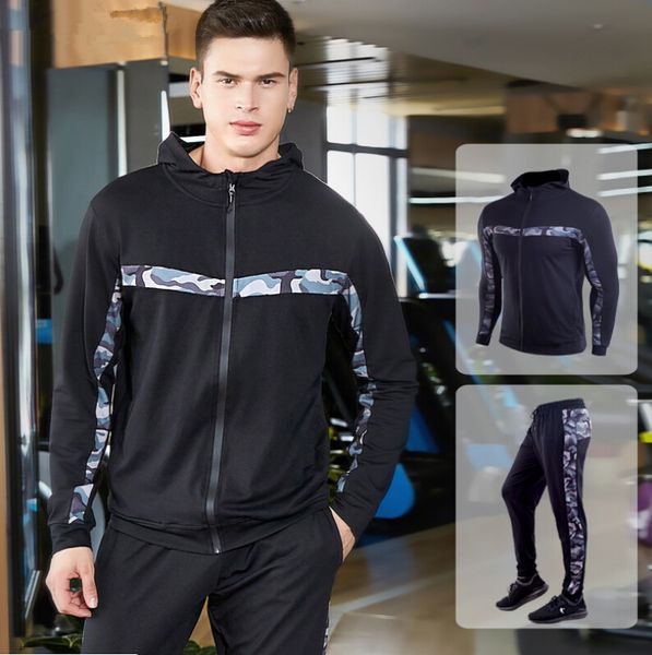 fitness wear two-piece men's spring and autumn new casual fashion sportswear camouflage stitching hooded cardigan coat running clothes, White;black
fitness wear two-piece men's spring and autumn new casual fashion sportswear camouflage stitching hooded cardigan coat running clothes, White;black