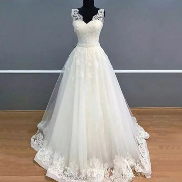 2018 simple wedding dresses sweetheart a-line tulle appliques lace wedding party dress bridal gowns qc1082, White
2018 simple wedding dresses sweetheart a-line tulle appliques lace wedding party dress bridal gowns qc1082, White