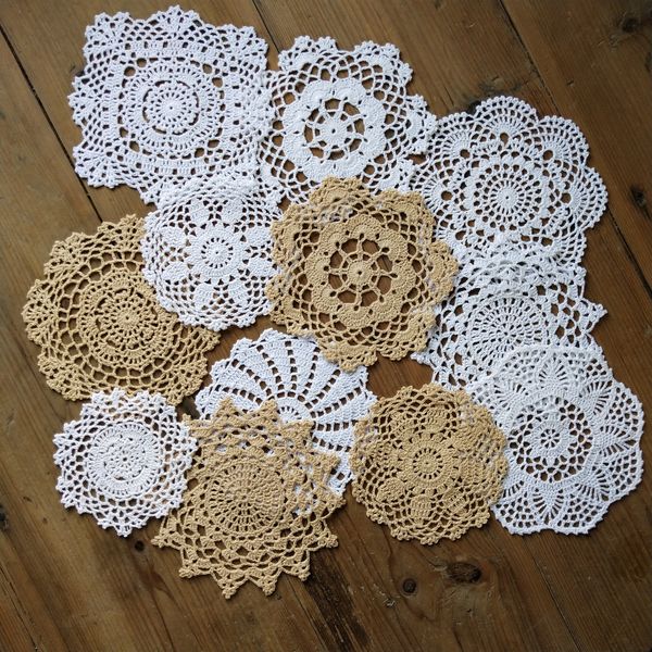 lot of 12 nice happy flower crochet pattern round doilies ~ diameter 5"-6"-7"-8" 100% handmade table mats coasters, lace, Black
lot of 12 nice happy flower crochet pattern round doilies ~ diameter 5"-6"-7"-8" 100% handmade table mats coasters, lace, Black