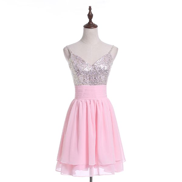 spaghetti v neck short chiffon bridesmaid dresses pink 2019 sequins party dresses new women dresses, White;pink
spaghetti v neck short chiffon bridesmaid dresses pink 2019 sequins party dresses new women dresses, White;pink