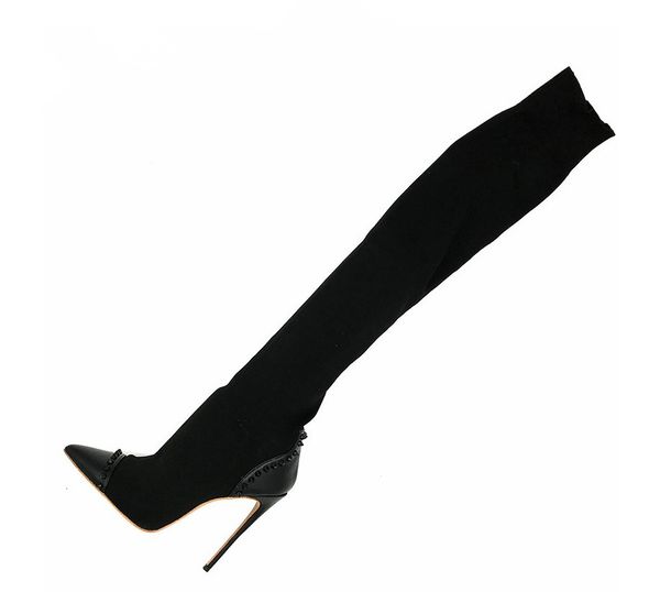 fashion women pumps knit pointed toe rivets over the knee boots high heels socks boots shoes women boots, Black
fashion women pumps knit pointed toe rivets over the knee boots high heels socks boots shoes women boots, Black