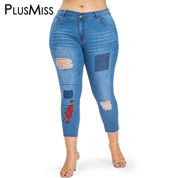 plusmiss plus size xxxl xxl skinny ripped embroidered ankle jeans capris mom hole distressed cropped denim pants women big size, Blue
plusmiss plus size xxxl xxl skinny ripped embroidered ankle jeans capris mom hole distressed cropped denim pants women big size, Blue