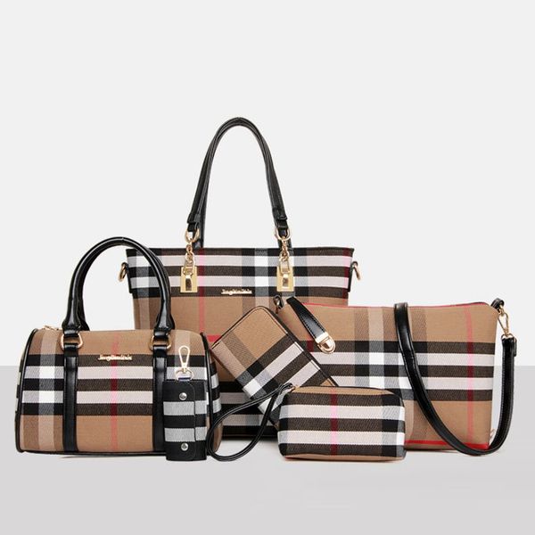 

New Arrive 6pcs/set Designer Handbag Women Lash Package PU Leather Bags Crocodile Pattern Handbag Fashion Shoulder Bag Clutch Bag