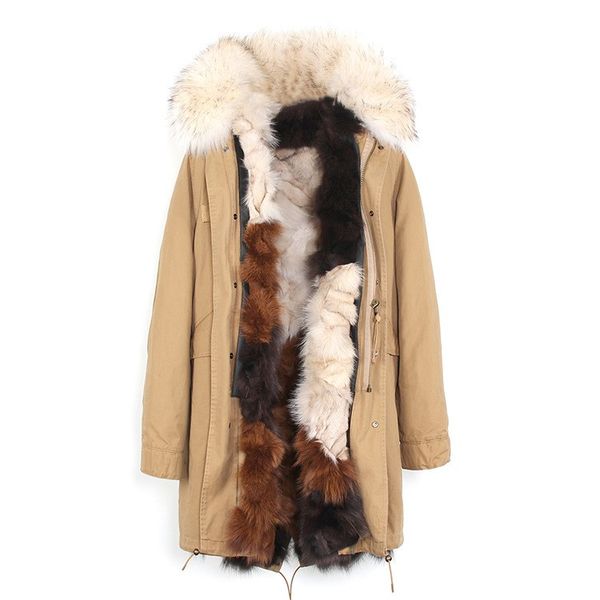 fashion jazzevar beige raccoon fur trim women fur jacket ice cream color fox fur lining khaki long parkas outdoor cold coats, Black
fashion jazzevar beige raccoon fur trim women fur jacket ice cream color fox fur lining khaki long parkas outdoor cold coats, Black