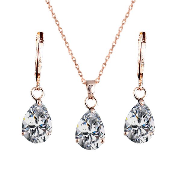 qcooljly new arrival fashion jewelry gold filled jewelry set zircon crystal waterdrop pendant necklace earrings set for women, Silver
qcooljly new arrival fashion jewelry gold filled jewelry set zircon crystal waterdrop pendant necklace earrings set for women, Silver