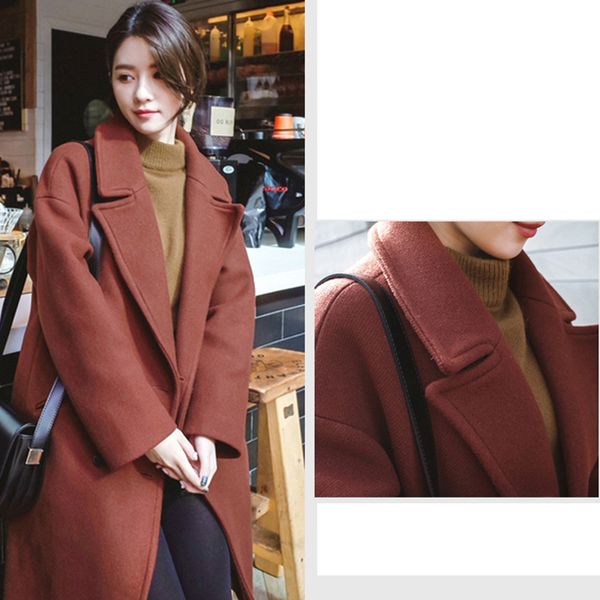 

2018 winter women wool coat long thick female overcoat loose oversized cardigan women's woolen jackets coats sobretudo feminino, Black