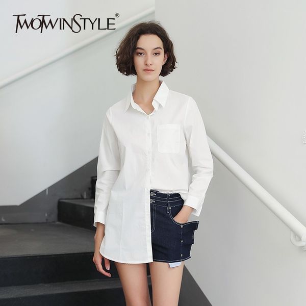 twotwinstyle basic women's blouses long sleeve white female shirts pocket plus size autumn casual clothing fashion 2018
twotwinstyle basic women's blouses long sleeve white female shirts pocket plus size autumn casual clothing fashion 2018