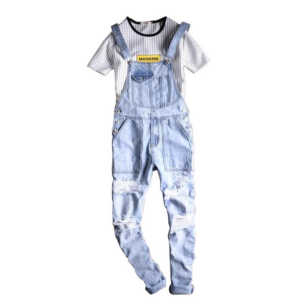 moruancle fashion men's destroyed jeans bib overalls ripped cargo denim jumpsuits man distressed suspender pants plus size s-5xl, Blue 
moruancle fashion men's destroyed jeans bib overalls ripped cargo denim jumpsuits man distressed suspender pants plus size s-5xl, Blue