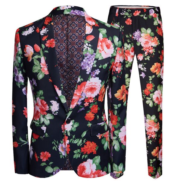 pyjtrl men retro vintage floral print 2 pieces set suits club bar evening party stage singer costume slim fit jacket and pants, White;black
pyjtrl men retro vintage floral print 2 pieces set suits club bar evening party stage singer costume slim fit jacket and pants, White;black