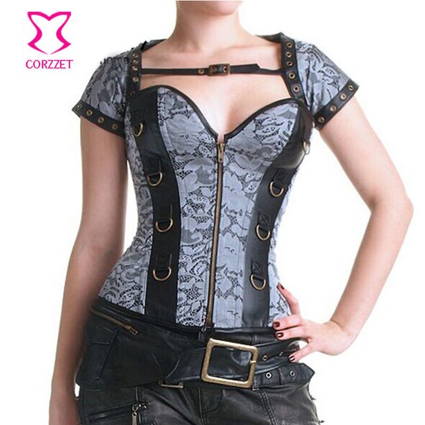 new grey jacquard overbust steel boned waist corset steampunk corsets and bustiers gothic corpetes e espartilhos for women, Black;white
new grey jacquard overbust steel boned waist corset steampunk corsets and bustiers gothic corpetes e espartilhos for women, Black;white