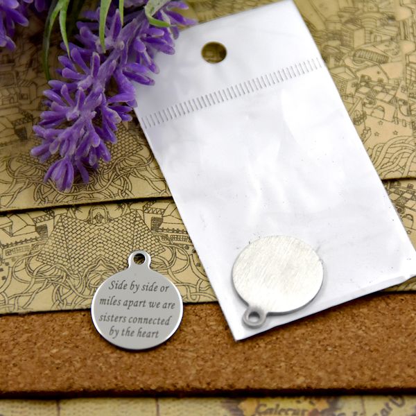 40pcs--"side by side or miles apart we are sisters connected"stainless steel charms more style for choosing diy charms pendants fo, Bronze;silver
40pcs--"side by side or miles apart we are sisters connected"stainless steel charms more style for choosing diy charms pendants fo, Bronze;silver