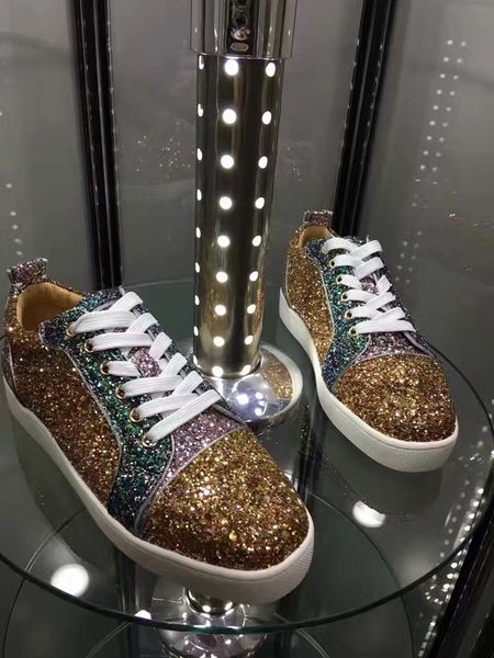 luxurious casual flat walking shoes,fashion red bottom sneakers shoes low cut glitter leather outdoor women,men shoes 35-46, Black
luxurious casual flat walking shoes,fashion red bottom sneakers shoes low cut glitter leather outdoor women,men shoes 35-46, Black