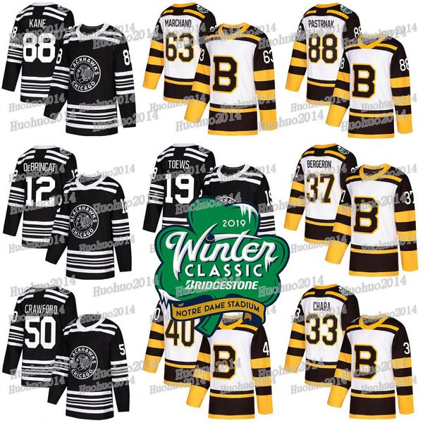 2019 Winter Classic Jerseys Blackhawks Alex DeBrincat Jonathan Toews Patrick Kane Bruins David Pastrnak Patrice Bergeron Tuukka Rask Jersey