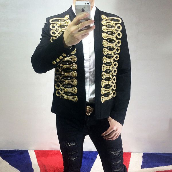 retro stage suit men party suit gold thread button blazer slim fit jacket singer coat performer coat casual drama costume blazer, White;black
retro stage suit men party suit gold thread button blazer slim fit jacket singer coat performer coat casual drama costume blazer, White;black