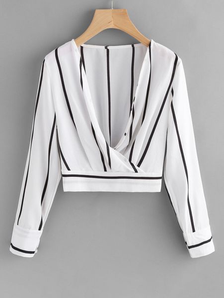 gamiss women fashion stripes crossed front elastic hem blouse women loose casual v neck short long sleeves blouses shirts, White
gamiss women fashion stripes crossed front elastic hem blouse women loose casual v neck short long sleeves blouses shirts, White