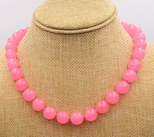 10mm pink chalcedony round bead gemstones necklace 18", Silver
10mm pink chalcedony round bead gemstones necklace 18", Silver