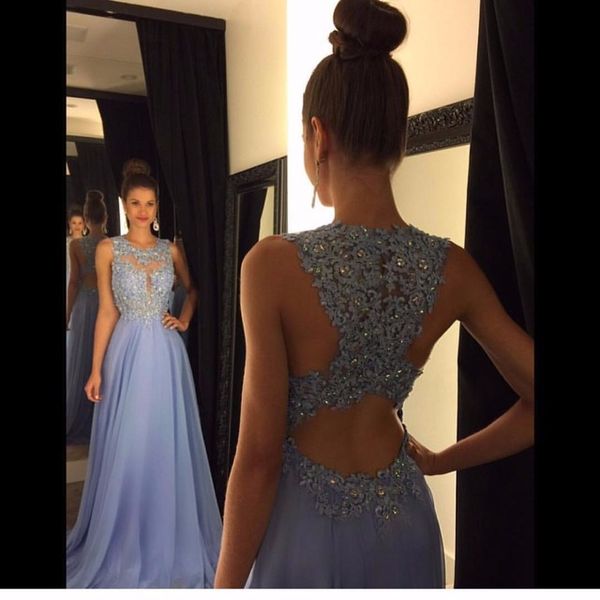 2018 new real p o neck a line chiffon lace appliques beaded light blue long prom dresses court train prom gowns q84, Black
2018 new real p o neck a line chiffon lace appliques beaded light blue long prom dresses court train prom gowns q84, Black