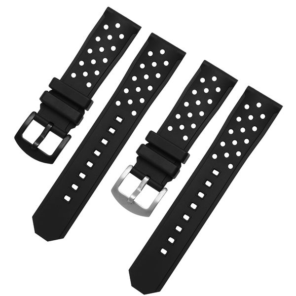 22mm stomatal silica gel band of watch waterproof black bracelet replacement rubber strap with pin, Black;brown
22mm stomatal silica gel band of watch waterproof black bracelet replacement rubber strap with pin, Black;brown