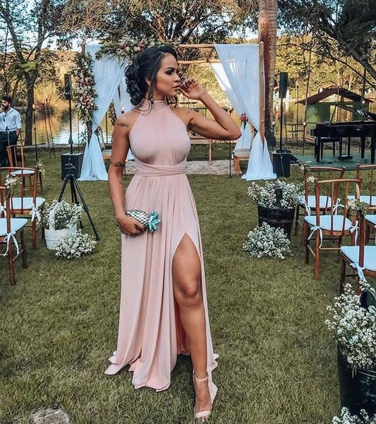 high neck spandex bridesmaid dresses pink new fashion simple long party dresses leg slit formal dress for women vestido para madrinha, White;pink
high neck spandex bridesmaid dresses pink new fashion simple long party dresses leg slit formal dress for women vestido para madrinha, White;pink