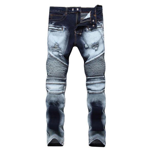 mens ripped straight leg slim fit jeans fashion designer pleated panelled motocycle biker hip hop denim pants trousers tx1766, Blue
mens ripped straight leg slim fit jeans fashion designer pleated panelled motocycle biker hip hop denim pants trousers tx1766, Blue