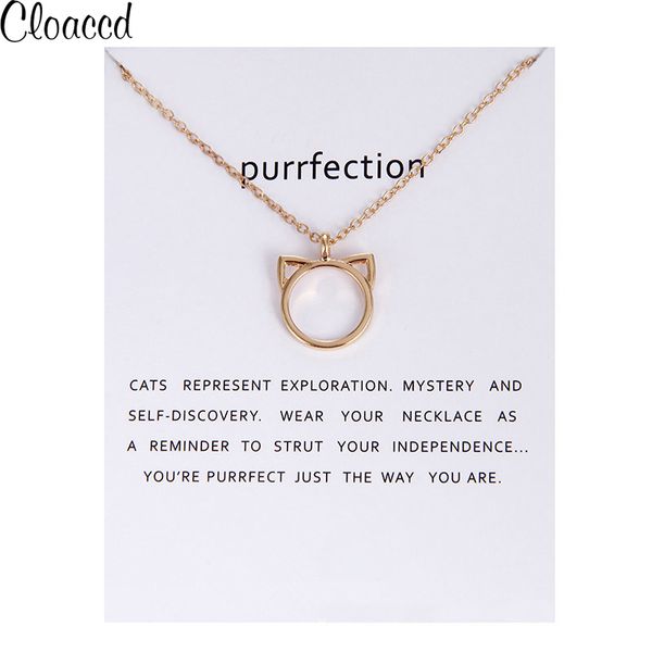 fashion gold color purrfection cat ear pendant long chain necklace for women christmas birthday gifts with card, Silver
fashion gold color purrfection cat ear pendant long chain necklace for women christmas birthday gifts with card, Silver