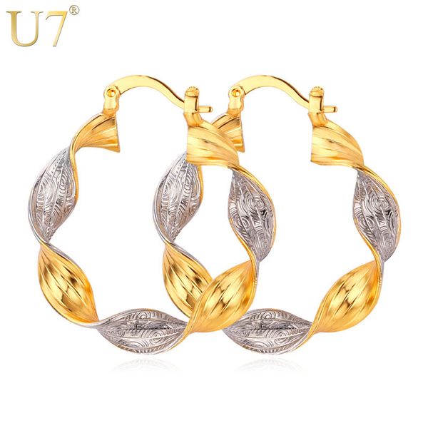 u7 hoop earrings for women gift unique mix silver/gold color two tone copper fashion jewelry wholesale round earings e670, Golden;silver
u7 hoop earrings for women gift unique mix silver/gold color two tone copper fashion jewelry wholesale round earings e670, Golden;silver