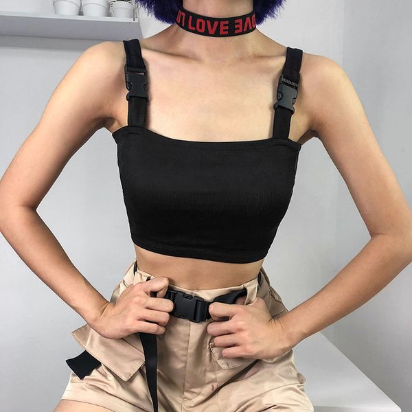 2018 woman buckle bottoming tanks sleeveless camisole ladies backless navel bare cropped black mujer slash neck camis, White
2018 woman buckle bottoming tanks sleeveless camisole ladies backless navel bare cropped black mujer slash neck camis, White