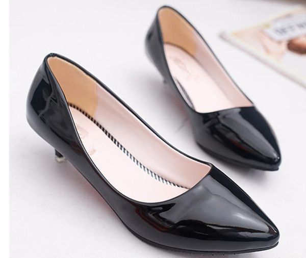 send 2018 spring and autumn new style fashion women's pointed end fine heel low heeled shoes, Black
send 2018 spring and autumn new style fashion women's pointed end fine heel low heeled shoes, Black