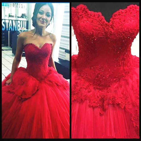 ball gown princess red wedding dresses sweetheart beaded appliques lace tulle floor length overskirt bridal gowns custom made, White
ball gown princess red wedding dresses sweetheart beaded appliques lace tulle floor length overskirt bridal gowns custom made, White