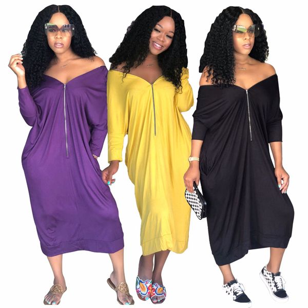 women midi dress long sleeve summer new font zipper fashion ladies dresses casual loose vestidos robe femme plus size, Black;gray
women midi dress long sleeve summer new font zipper fashion ladies dresses casual loose vestidos robe femme plus size, Black;gray