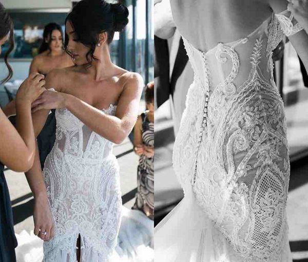 mermaid wedding dresses sweetheart sweep train lace applique beach bridal dress beaded front split plus size country wedding gowns, White
mermaid wedding dresses sweetheart sweep train lace applique beach bridal dress beaded front split plus size country wedding gowns, White