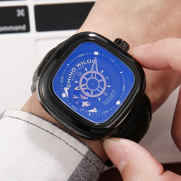 leisure relaxation automatic mechanical square genuine leather turbine hollow sport luxury tempered glass mirror blue mechanical watches, Slivery;brown
leisure relaxation automatic mechanical square genuine leather turbine hollow sport luxury tempered glass mirror blue mechanical watches, Slivery;brown