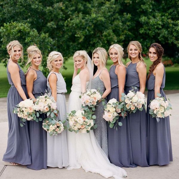 gray new arrival bridesmaid dresses halter neck chiffon floor length maid of honor dress pleats wedding party gowns custom, White;pink
gray new arrival bridesmaid dresses halter neck chiffon floor length maid of honor dress pleats wedding party gowns custom, White;pink