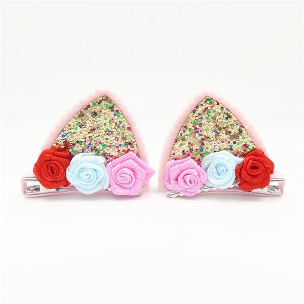 10pairs glitter gold felt cat ear hair clips girls fashion hairpin cute kitty ear tridimensional artificial rose flower barrette
10pairs glitter gold felt cat ear hair clips girls fashion hairpin cute kitty ear tridimensional artificial rose flower barrette