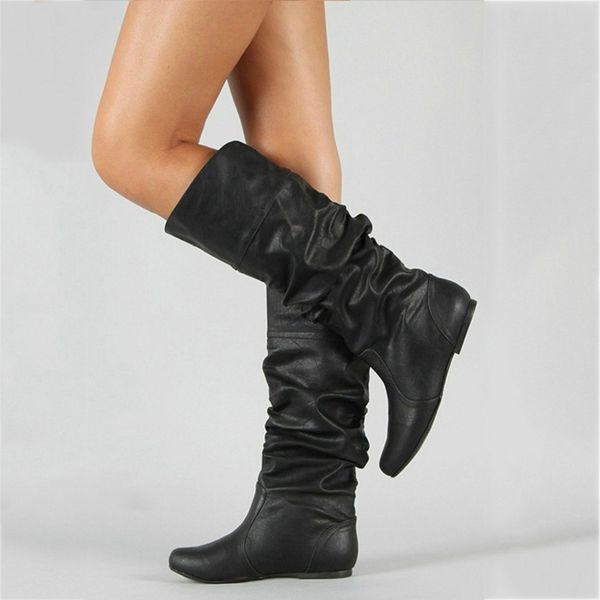 knee high boots women pleated pu leather vintage ladies shoes autumn winter round toe long boots plus size zapatos de mujer, Black
knee high boots women pleated pu leather vintage ladies shoes autumn winter round toe long boots plus size zapatos de mujer, Black