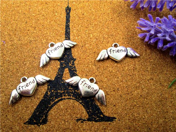 45pcs--friend charms,antique tibetan silver 2 sided winged heart charm pendants 26x12mm, Bronze;silver
45pcs--friend charms,antique tibetan silver 2 sided winged heart charm pendants 26x12mm, Bronze;silver