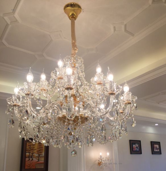 

modern lustre 6/8/10/15/18/24 lights big lustres chandelier 100% k9 crystal luxury large home decoration hand blown clear chandelier