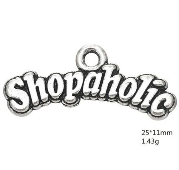 shopaholic word love shopping charm for jewelry making, Bronze;silver 
shopaholic word love shopping charm for jewelry making, Bronze;silver