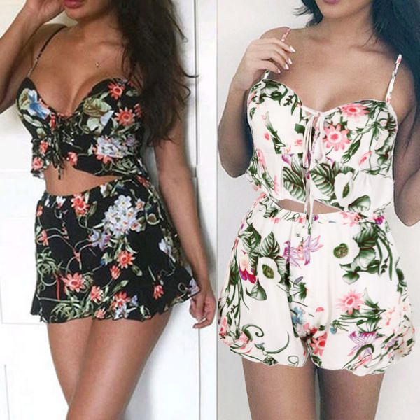 women crop and shorts set 2 piece 2017 summer fashion floral printed short + short pants casual outfits, White;black
women crop and shorts set 2 piece 2017 summer fashion floral printed short + short pants casual outfits, White;black