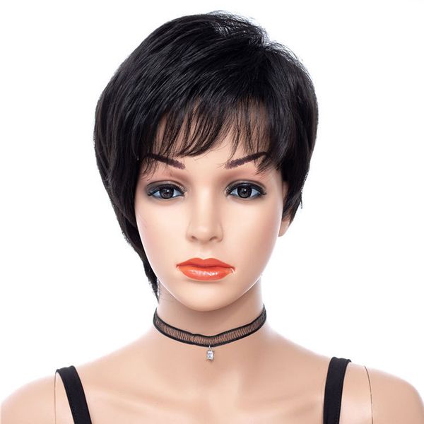 wig female head fluffy chemical fiber short synthetic bob wig straight hair side bang wigs chemical headgear dyed partial, Black
wig female head fluffy chemical fiber short synthetic bob wig straight hair side bang wigs chemical headgear dyed partial, Black