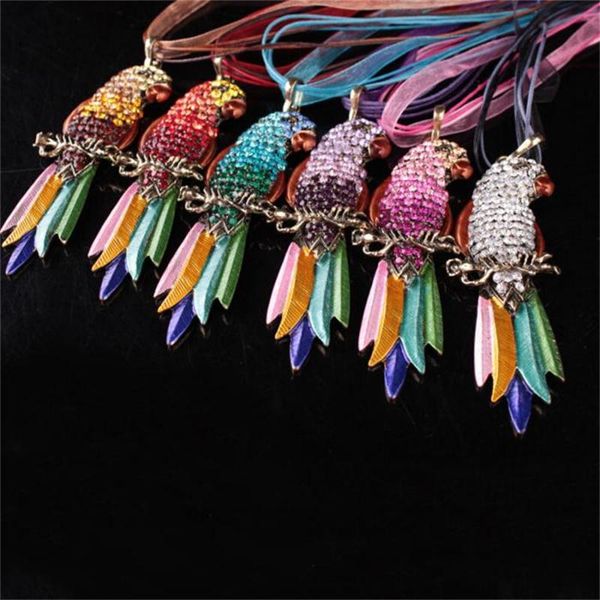 colorful crystal parrot necklace lace chain friends pet bird pendants necklaces for women fashion jewelry gift, Silver
colorful crystal parrot necklace lace chain friends pet bird pendants necklaces for women fashion jewelry gift, Silver