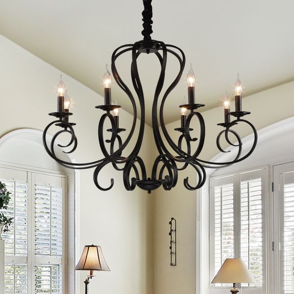 Vintage wrought iron chandelier e14 candle light lamp black white metal lighting fixture pendant lamp ac 90 264v
Vintage wrought iron chandelier e14 candle light lamp black white metal lighting fixture pendant lamp ac 90 264v