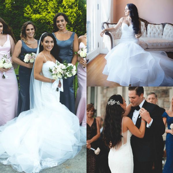african spaghetti 2018 mermaid wedding dress sheer back cascading ruffles lace applique long bridal gowns custom made plus size, White
african spaghetti 2018 mermaid wedding dress sheer back cascading ruffles lace applique long bridal gowns custom made plus size, White