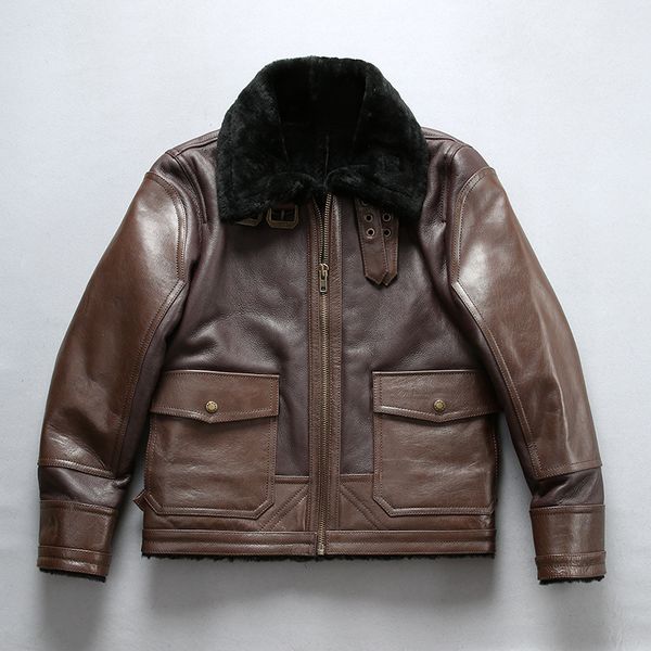5xl 4xl outdoor double face lamb fur genuine leather jacket avirexfly oil wax air force leather jacket, Black
5xl 4xl outdoor double face lamb fur genuine leather jacket avirexfly oil wax air force leather jacket, Black